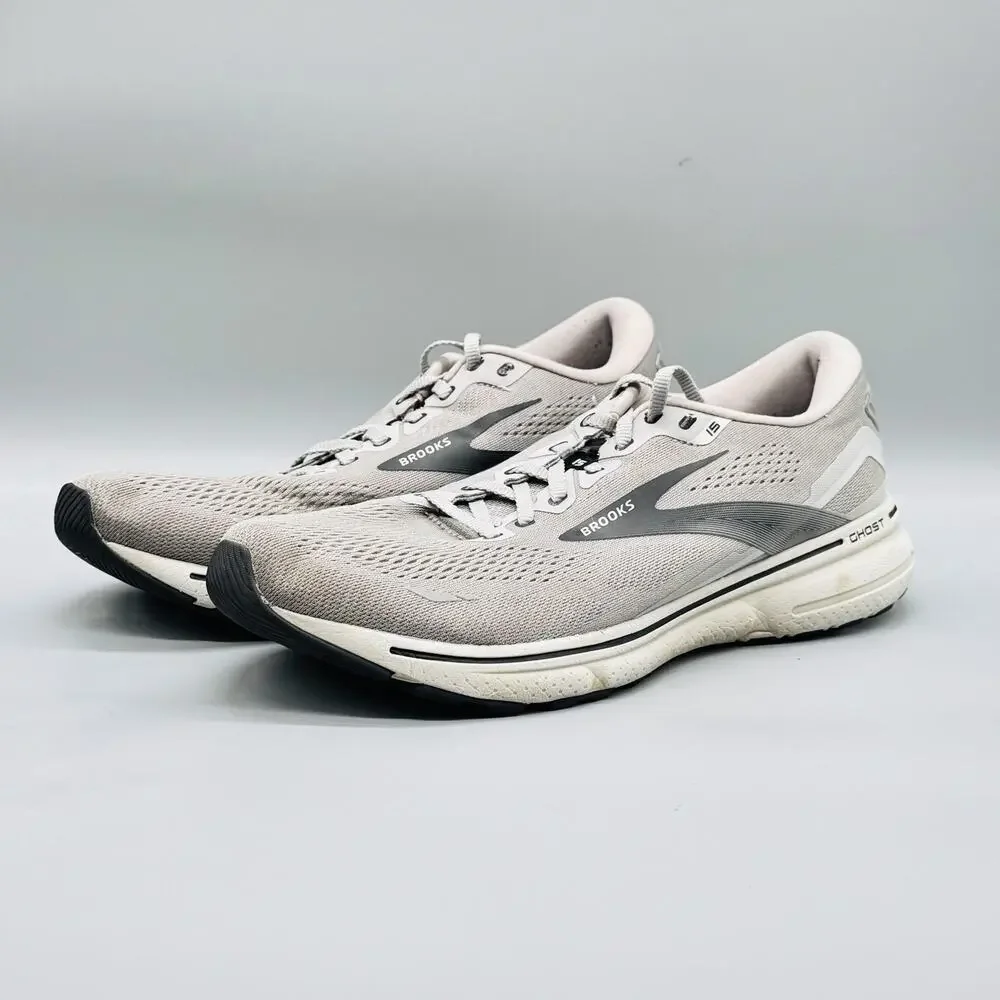 Brooks Shoes Mens 12 Gray Mesh Ghost 15 Road Running Athletic Sneakers Comfort